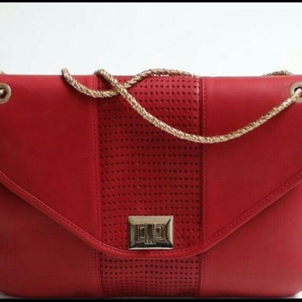Sezane Clark Red Leather Handbag
